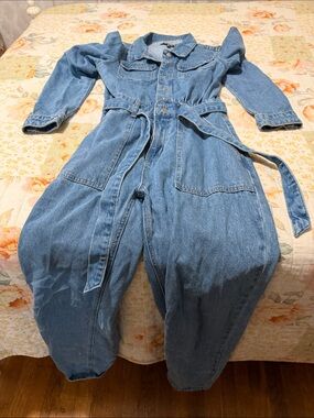 Missguided Light Blue Denim Jumpsuit